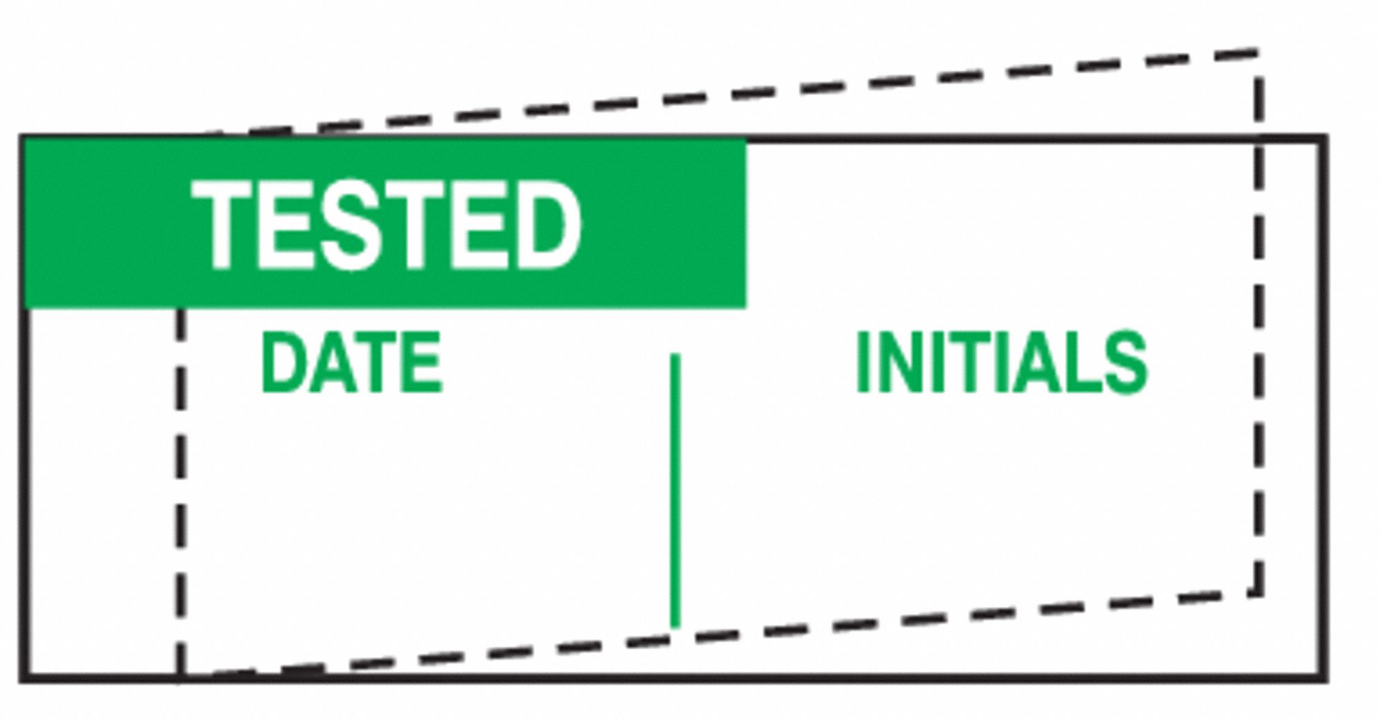 Inspection Label: 1 1/2 in Wd, 5/8 in Ht, Green, Rectangle, Polyester, English, 350 PK