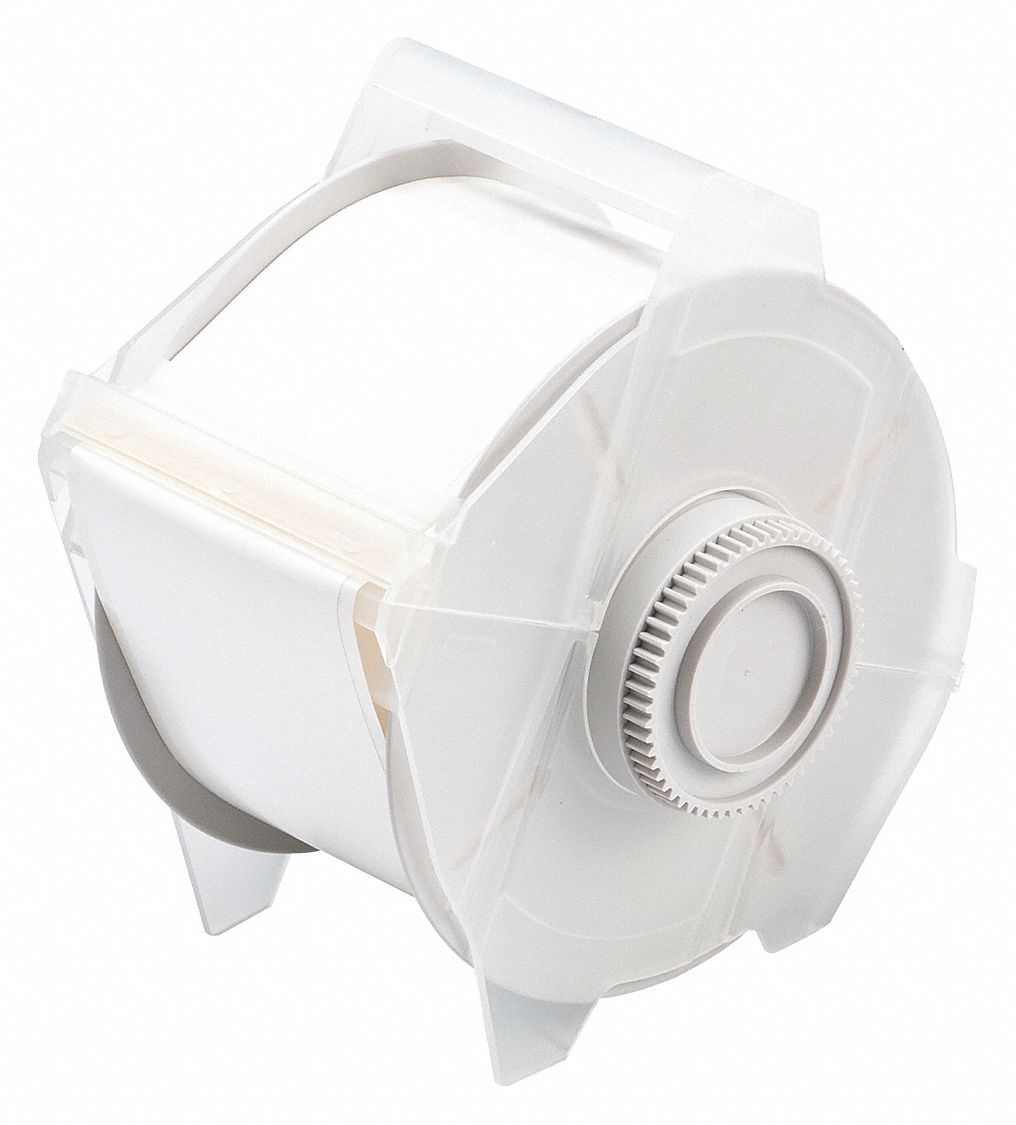 Continuous Label Stock: 2 1/2 in x 100 ft, Polyester, White (Gloss), Outdoor