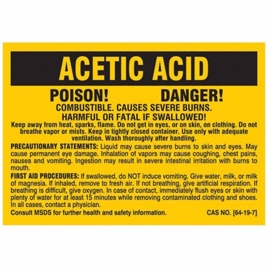 Acetic Acid, 2 In Ht, Label - 9lcp7