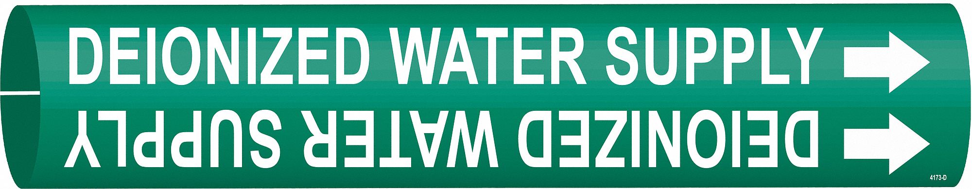 Pipe Marker: Deionized Water Supply, Green, White, Fits 4 to 6 in Pipe O.D., 1 Pipe Markers