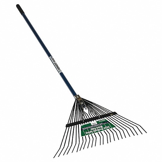 Lawn Rake: Steel, 13 in Lg of Tines, 24 in Overall Wd of Tines, 24 Tines