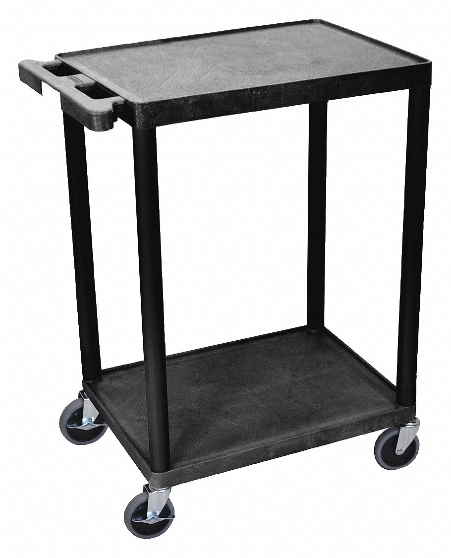 UTILITY CART WITH LIPPED PLASTIC SHELVES, 300 LB LOAD CAPACITY, 24 IN X 18 IN, BLACK