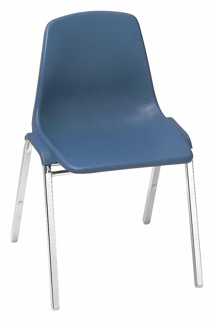 SHELL STACKING CHAIR, POLY, BLUE,PK4