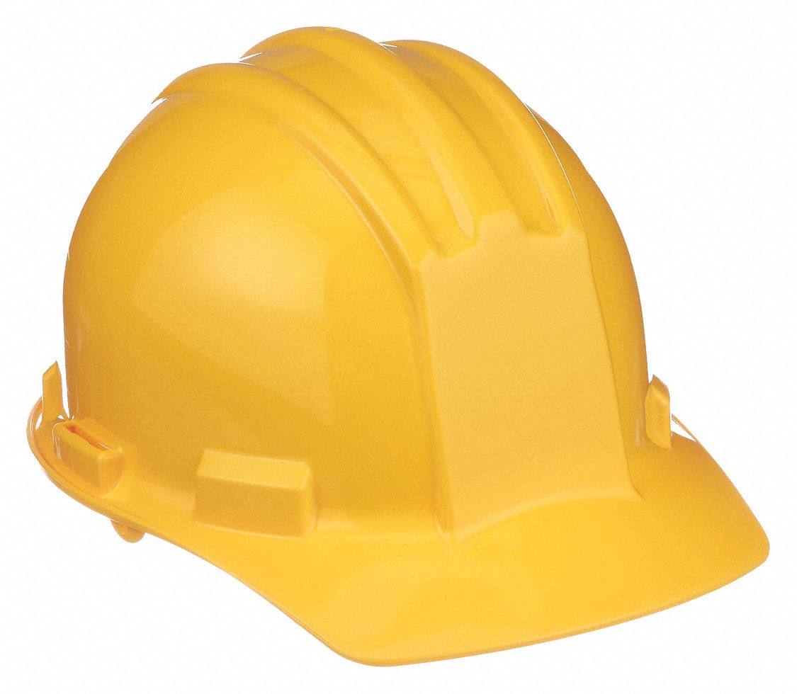 CASQUE DE SÉCURITÉ, CSA Z94.1-2015, TYPE 1, CLASSES E/G, PEHD, CRÉMAILLÈRE À 4 PTS, REBORD AVANT, JAUNE