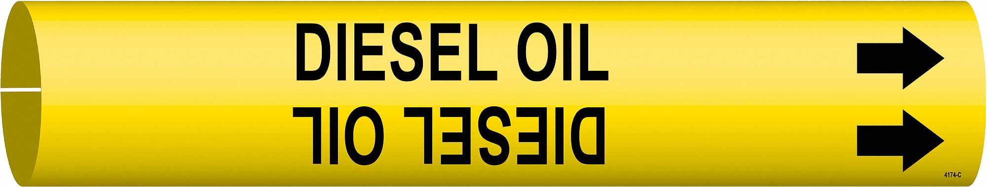 Pipe Marker: Diesel Oil, Yellow, Black, Fits 2 1/2 to 3 7/8 in Pipe O.D., 1 Pipe Markers