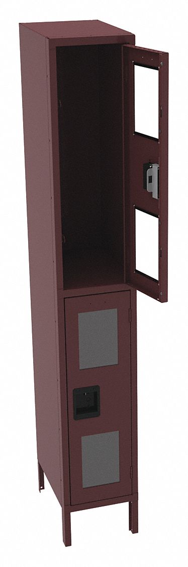 Wardrobe Locker: 12 in x 18 in x 78 in, Clearview, 2 Tiers, 1 Units Wide, Padlock Hasp