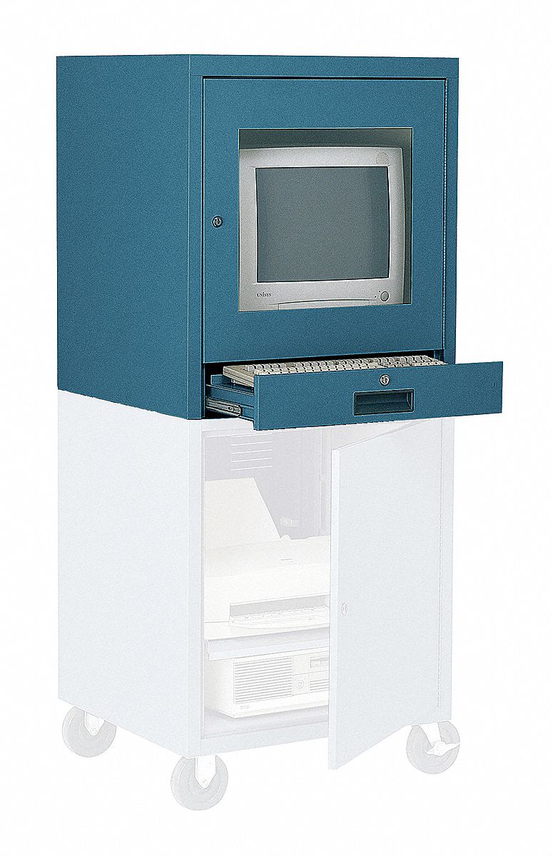 EDSAL 21 in x 22 1/2 in x 26 in Steel CRT Monitor Blue 9LF34