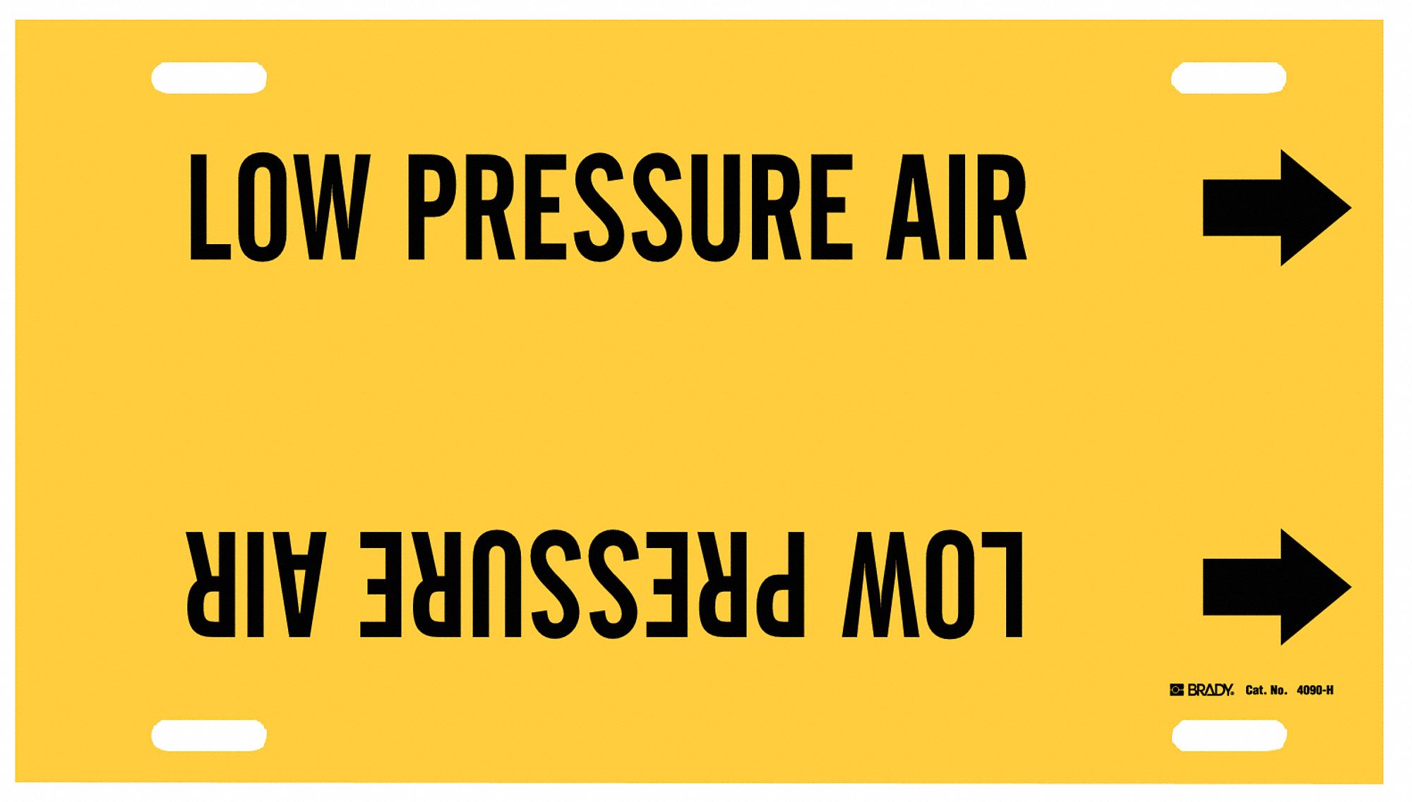 Pipe Marker: Low Pressure Air, Yellow, Black, Fits 10 to 15 in Pipe O.D., 1 Pipe Markers