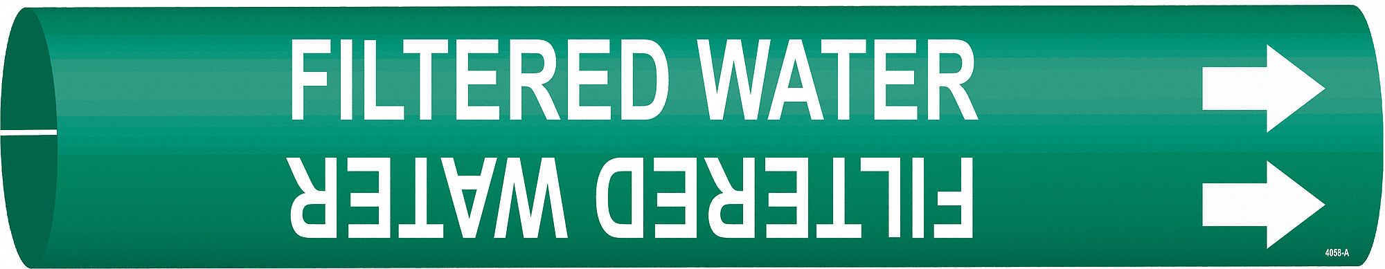 Pipe Marker: Filtered Water, Green, White, Fits 3/4 to 1 3/8 in Pipe O.D., 1 Pipe Markers