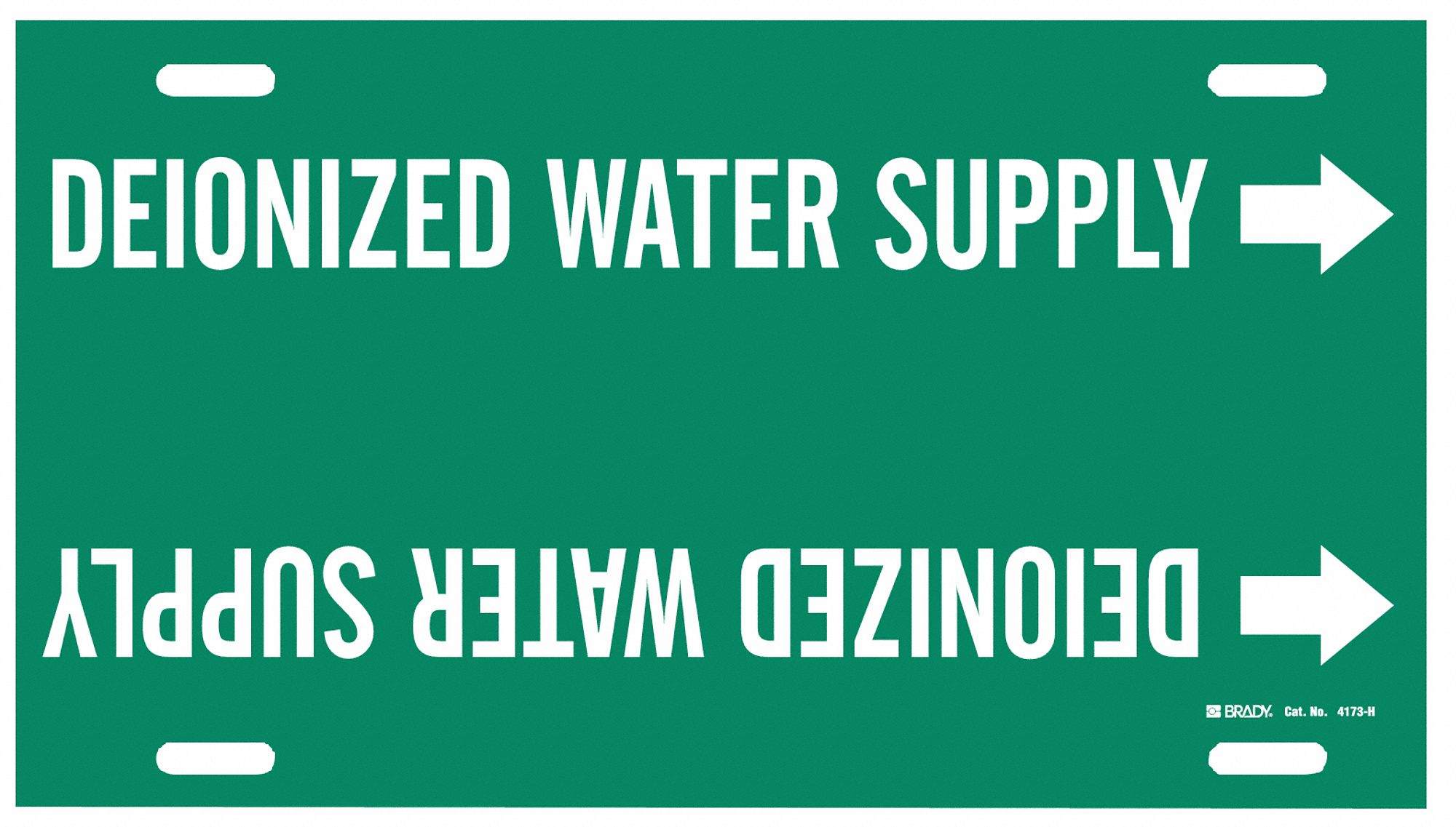 Pipe Marker: Deionized Water Supply, Green, White, Fits 10 to 15 in Pipe O.D., 1 Pipe Markers
