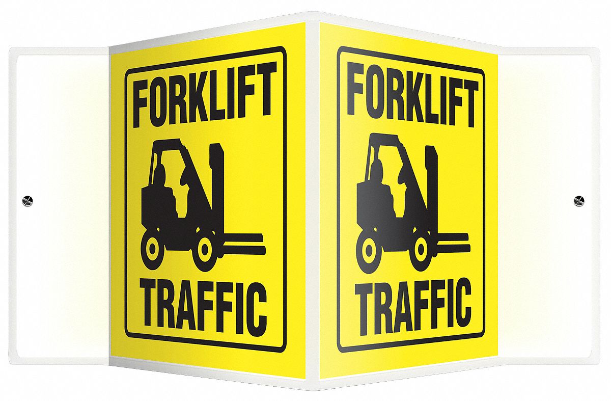 Forklift Traffic Sign,6 x 8-1/2In,BK/YEL