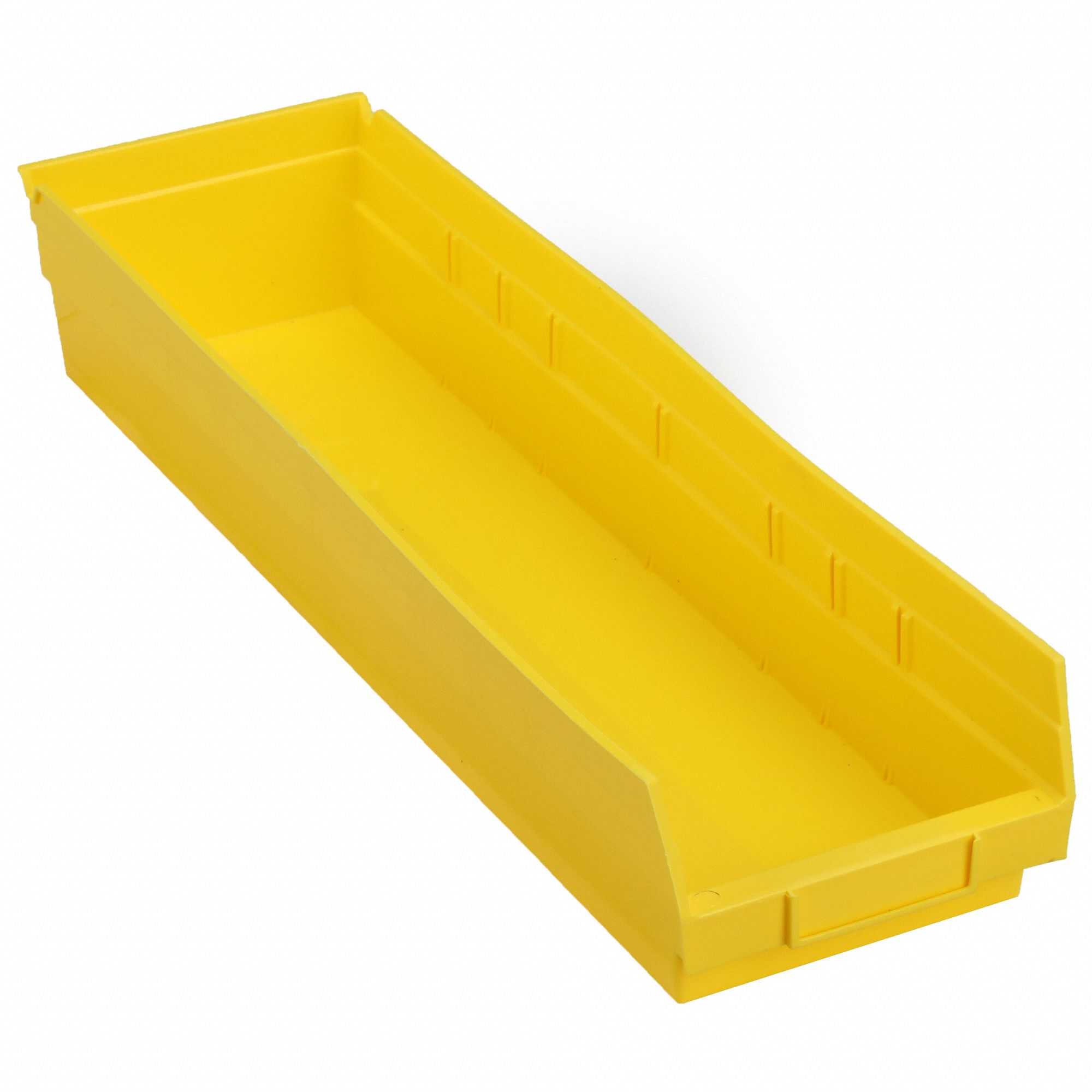 Shelf Bin: 23 5/8 in Overall Lg, 6 5/8 in x 4 in, Yellow, Nesting Capable