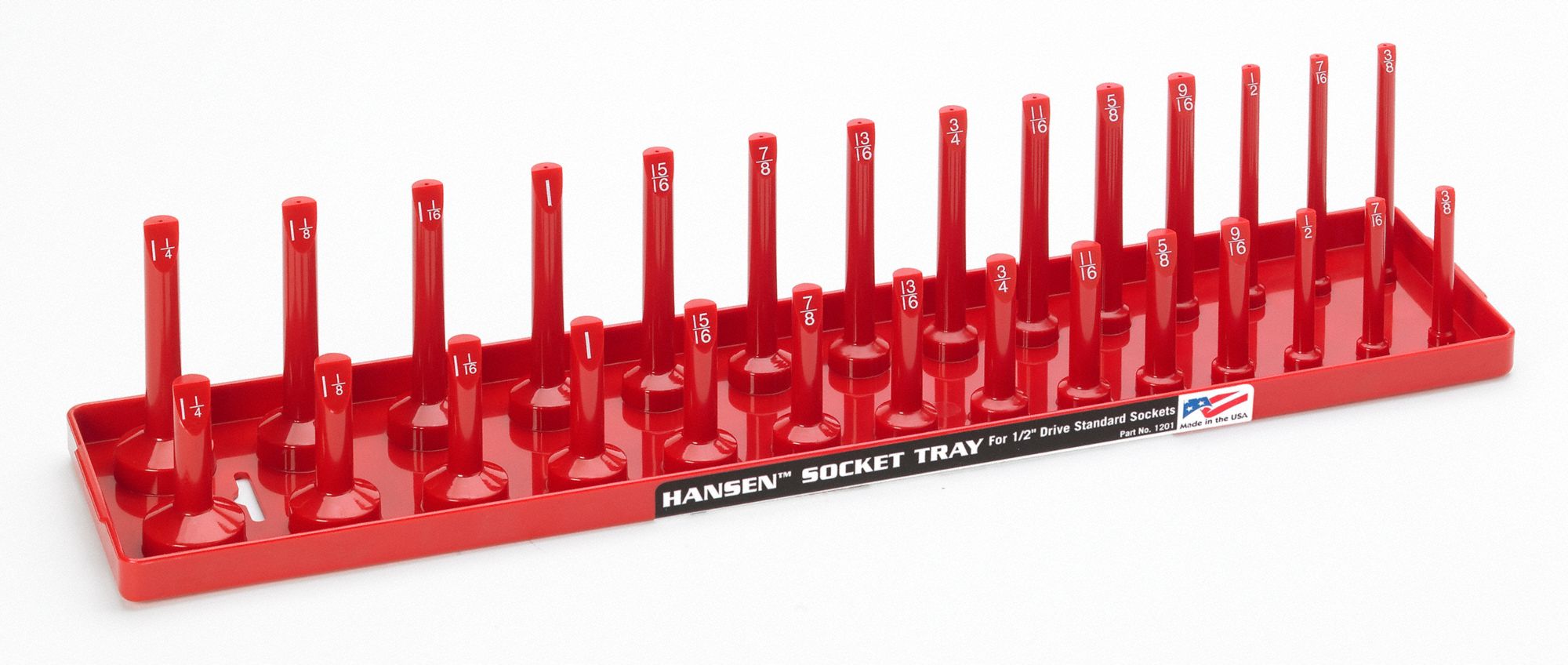Socket Tray: Red, 4 in Overall Wd, 3 5/8 in Overall Ht, 1/2 in For Socket Size/Type, Plastic