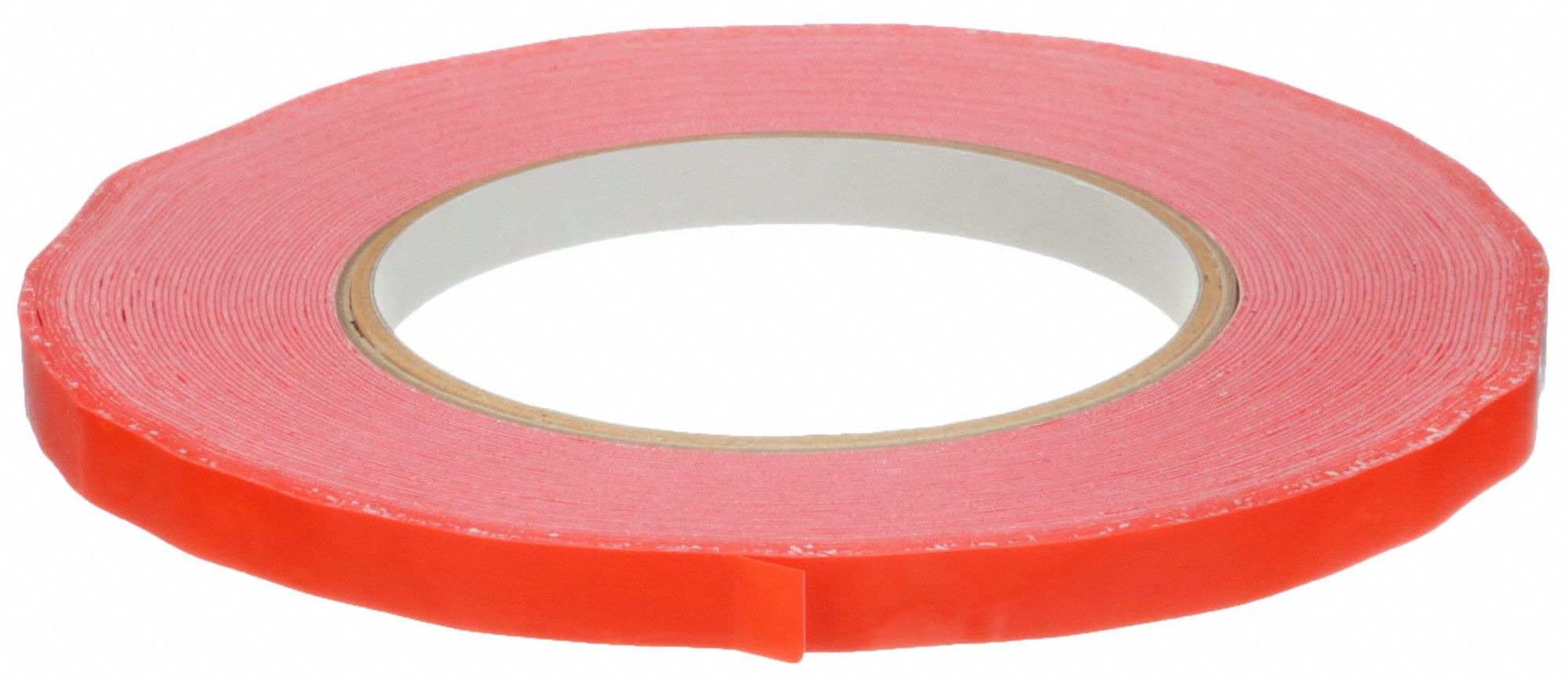 BAG SEALING TAPE, RED, 3/8 IN TAPE W, 180 YD TAPE L, 2.4 MIL THICK, UPVC