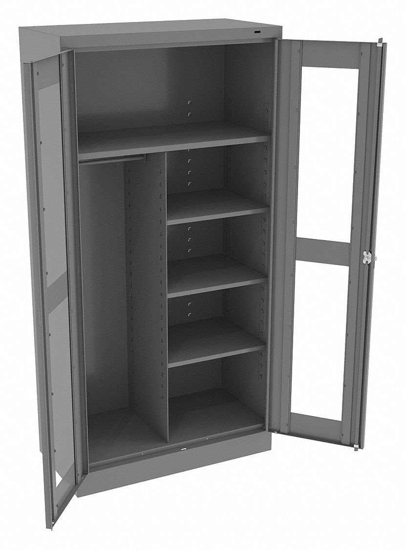 STORAGE CABINET, 36 IN X 18 IN X 72 IN, 5 SHELVES, SWING HANDLE/KEYED, 24 GA PANEL, ADJUSTABLE