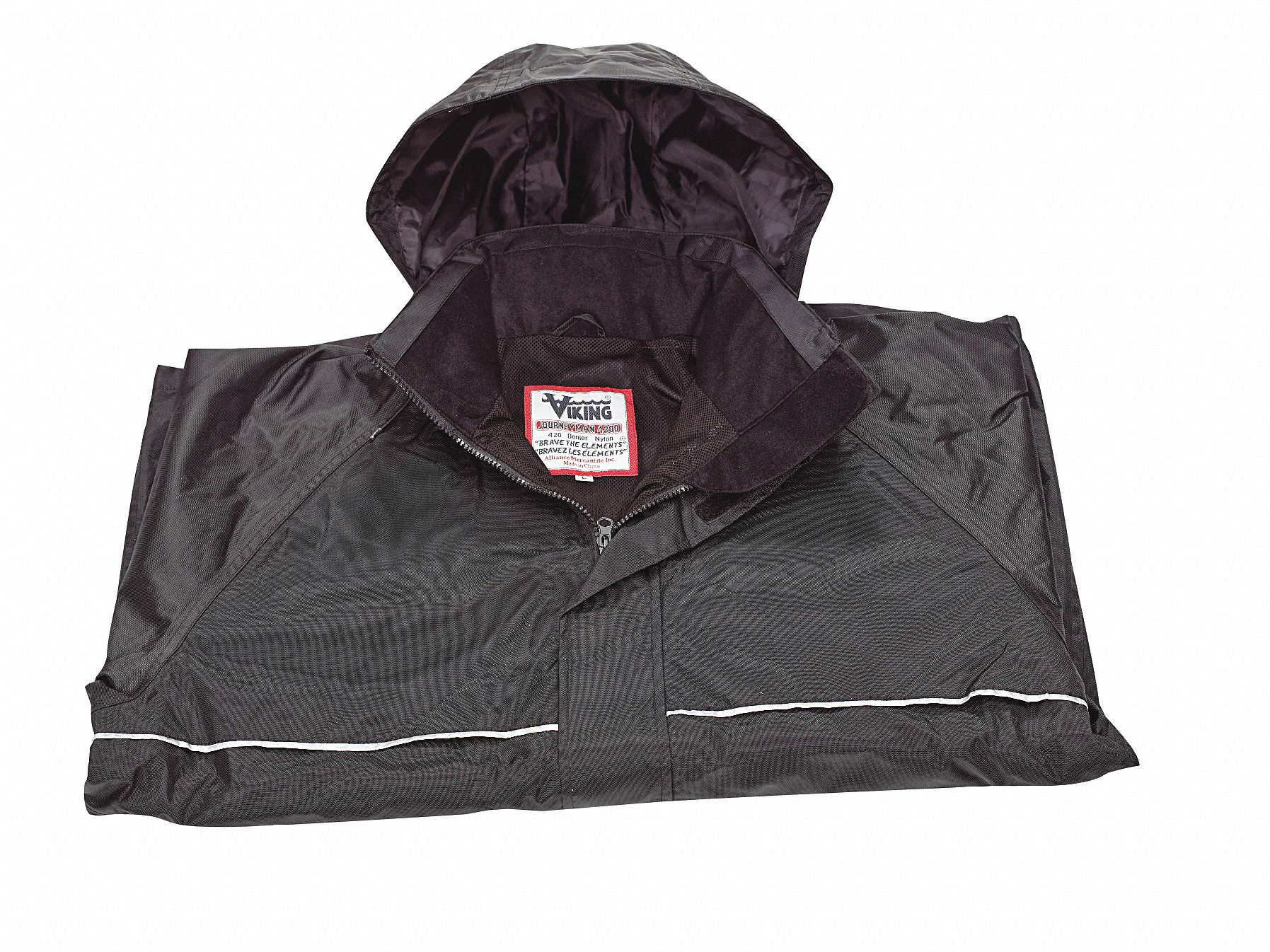 RAIN JACKET,NYLON,SZ L,BLACK