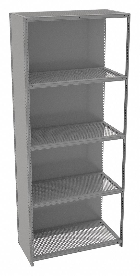 Metal Shelving: Add-On, Medium-Duty, 36 in x 18 in, 84 in Overall Ht, 5 Shelves