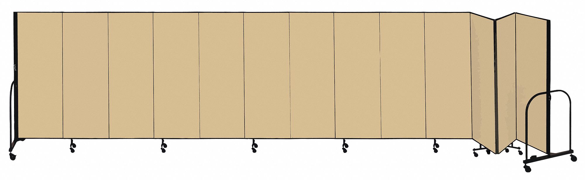 Room Divider: 13 Panels, Opaque, Walnut Panel, 60 in Overall Ht, 289 in Overall Wd