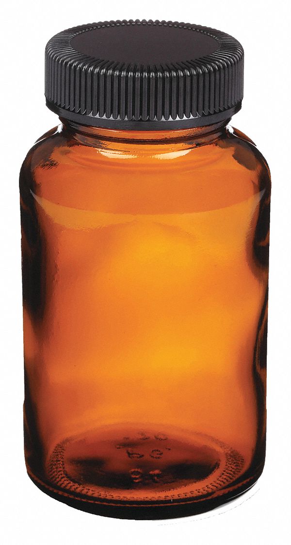 Bottle: Soda Lime Glass, 125 mL Capacity - mL, 4 fl oz Capacity - oz, Amber, Packer, 54 mm Body Dia