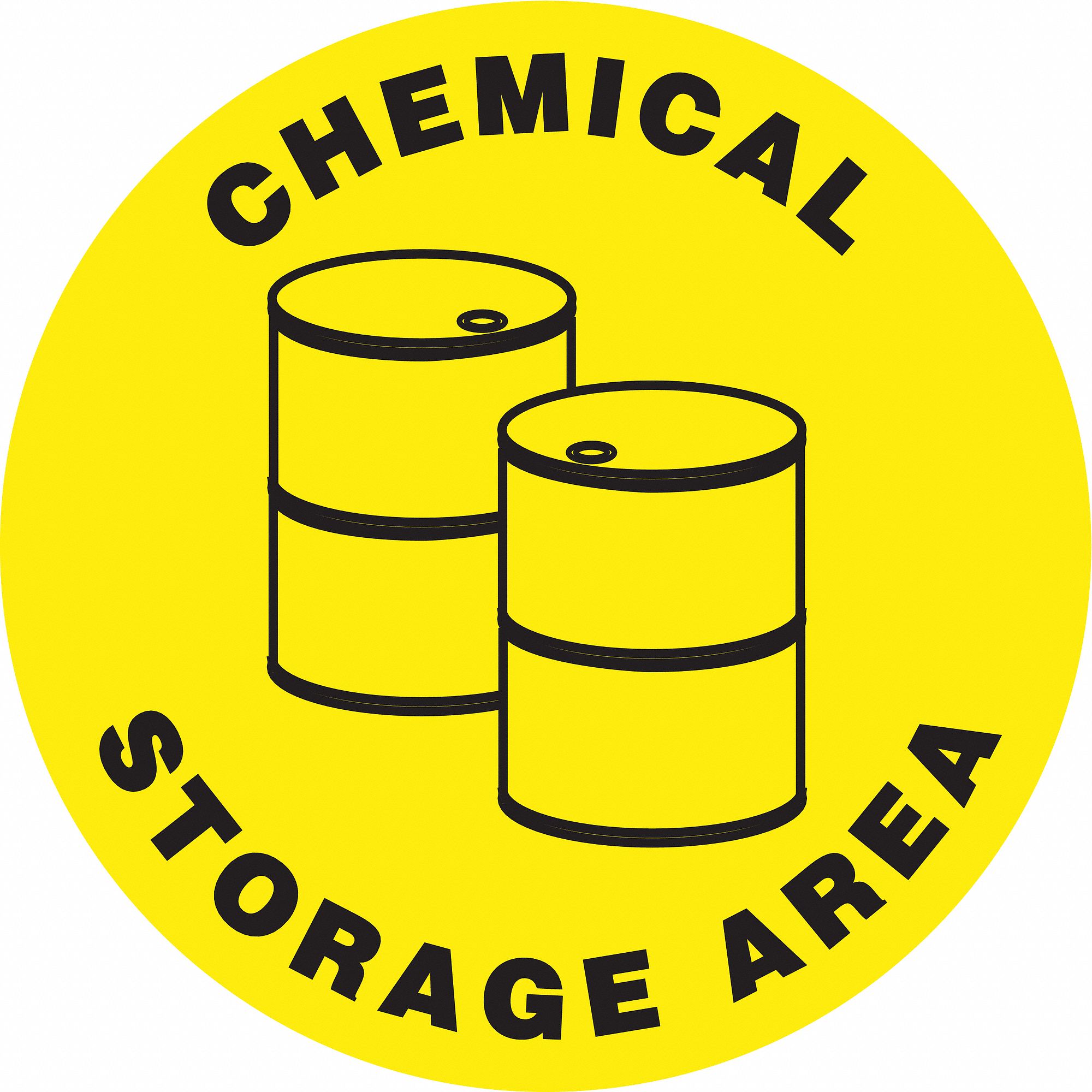 SLIP-GARD ROUND FLOOR SIGN, VINYL, CHEMICAL STORAGE AREA, NO HEADER, CIRCLE, 17 IN HEIGHT, ADHESIVE MOUNT