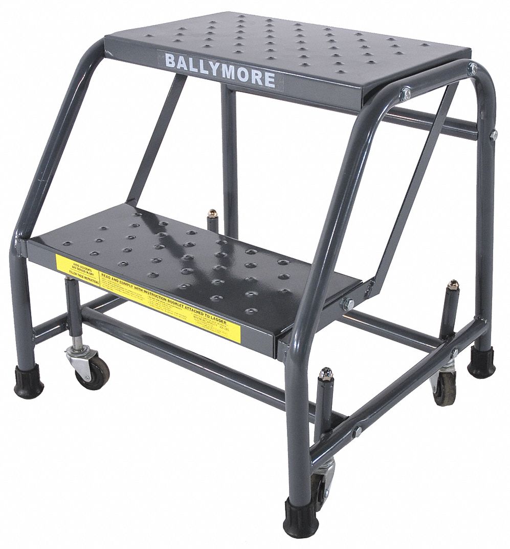 STEP STOOL, 1.6 FT OVERALL H, 450 LB LOAD CAPACITY, 2 STEPS, STEEL, 2.4 FT STANDING H