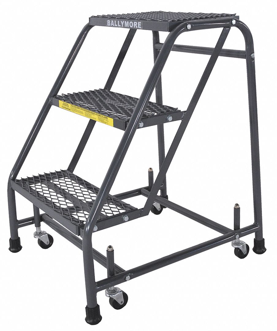 STEP STOOL, 2.4 FT OVERALL H, 450 LB LOAD CAPACITY, 3 STEPS, STEEL, 2.4 FT STANDING H