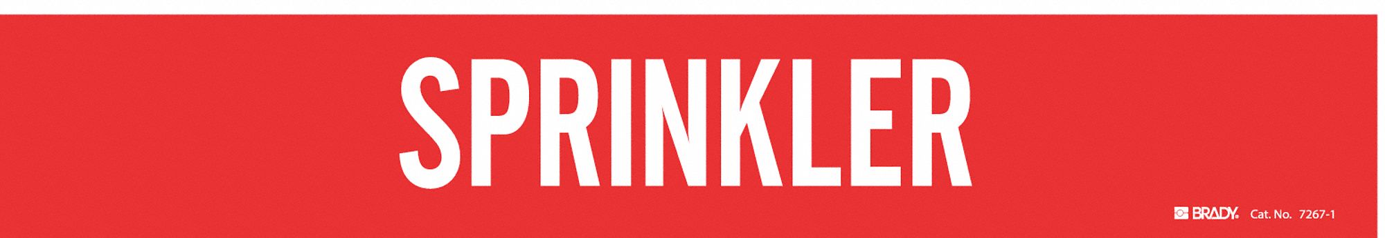 Pipe Marker: Sprinkler, Red, White, Fits 2 1/2 to 7 7/8 in Pipe O.D., 1 Pipe Markers, Without Arrows