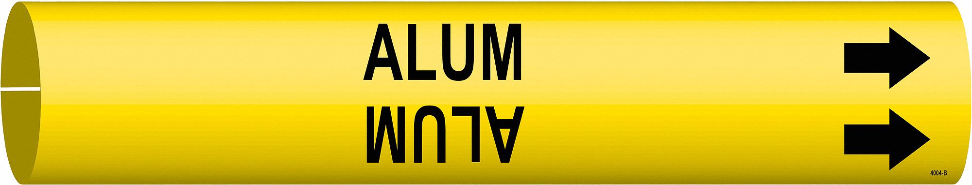 Pipe Marker: Alum, Yellow, Black, Fits 1 1/2 to 2 3/8 in Pipe O.D., 1 Pipe Markers, With Arrows