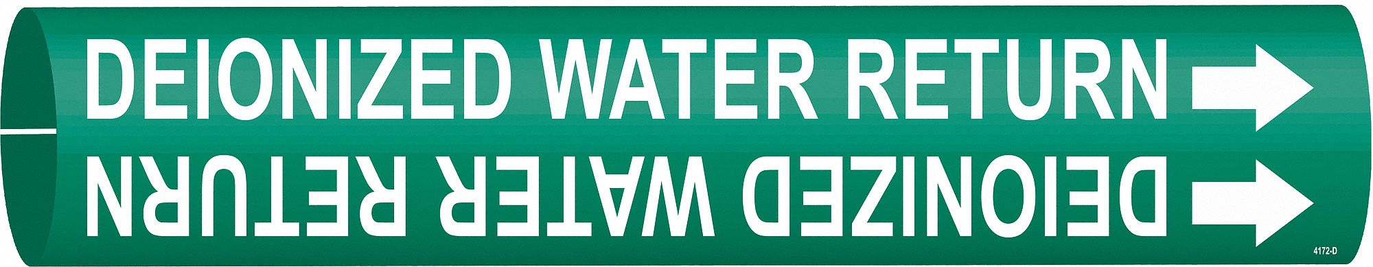Pipe Marker: Deionized Water Return, Green, White, Fits 4 to 6 in Pipe O.D., 1 Pipe Markers