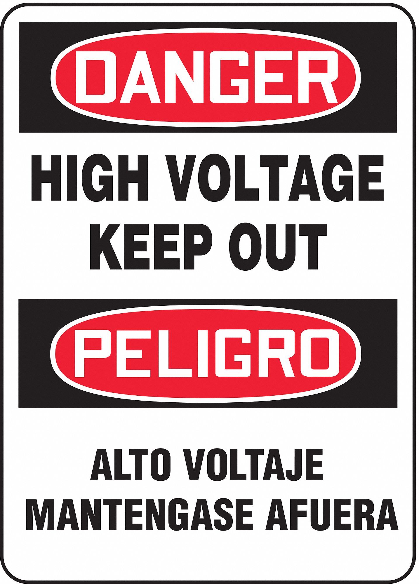 SpanishBilingual Danger Sign, High Voltage Keep Out/Alto Voltaje