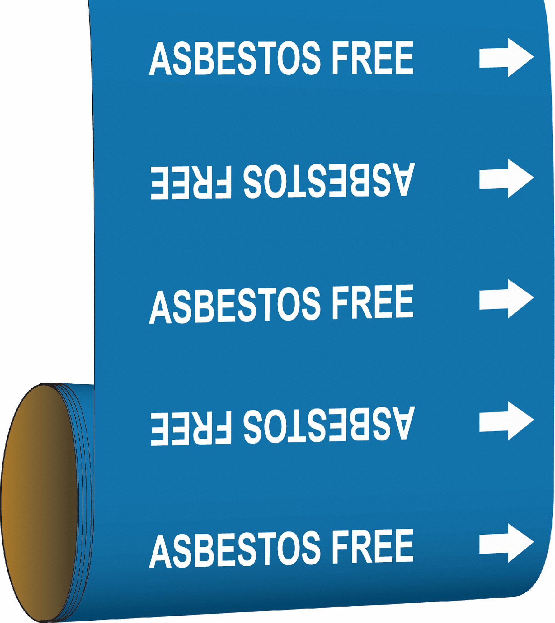 Pipe Marker: Asbestos Free, Blue, White, Fits 2 in and Smaller Pipe O.D., 30 Pipe Markers