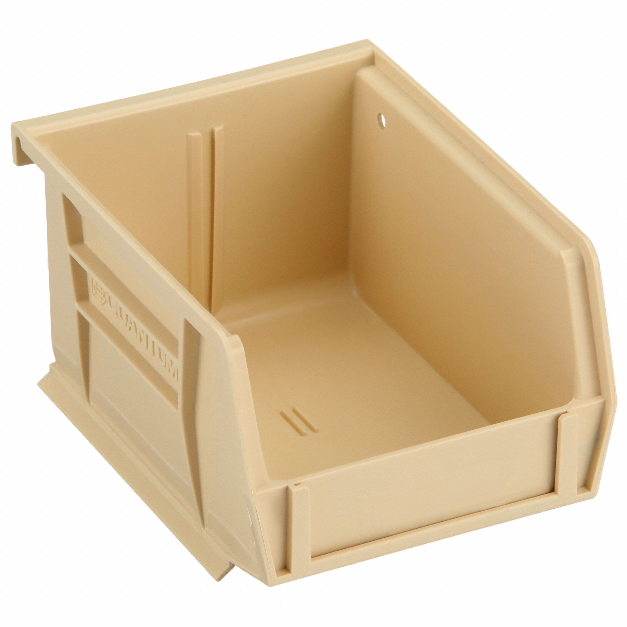 HANG AND STACK BIN, 4⅛ IN X 5⅜ IN X 3 IN, BEIGE, LABEL HOLDERS