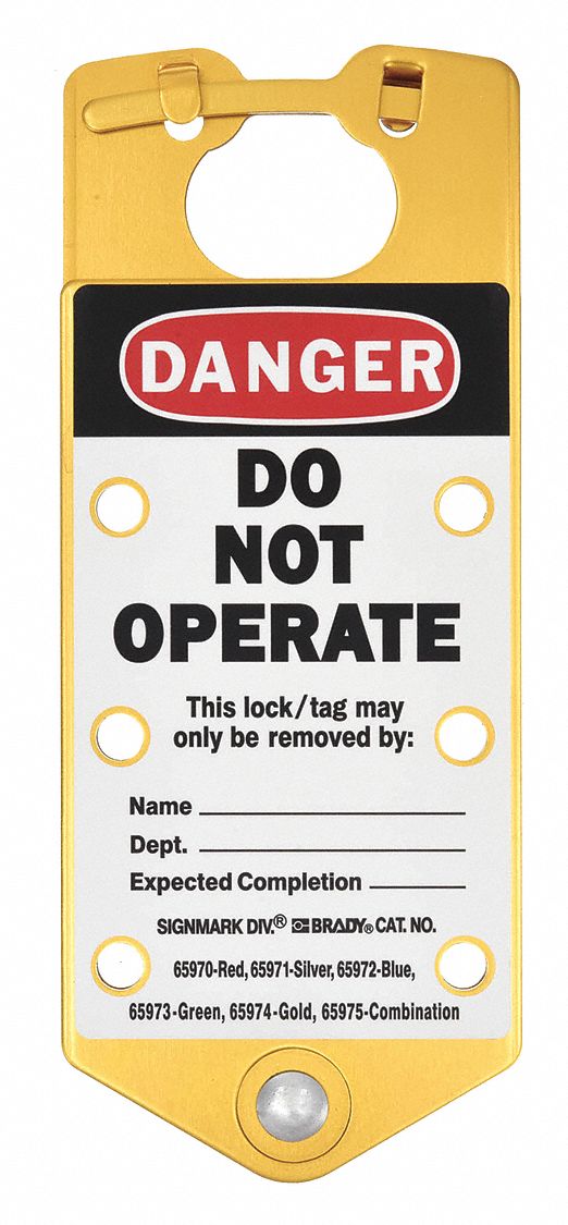 BRADY, Labeled Hasp, 1.5 in Opening Size, Labeled Lockout Hasp 9MFH7