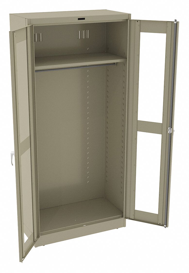 STORAGE CABINET, 36 X 18 X 78 IN, 1 ADJUSTABLE SHELF, SWING HANDLE/KEYED, LEVELING, SAND
