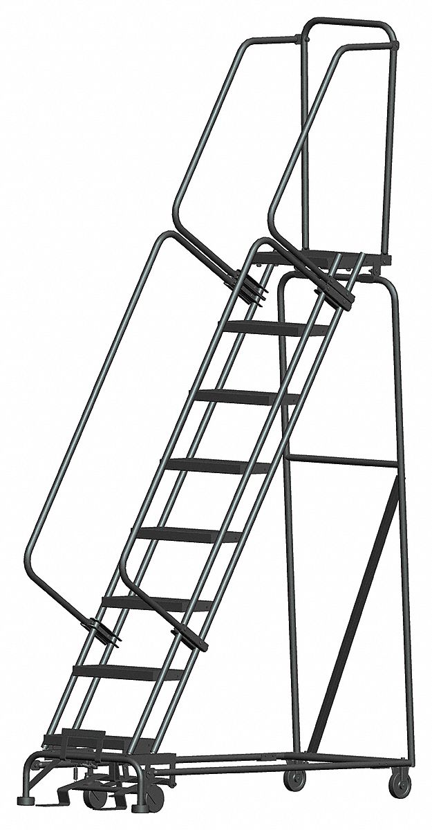 Lockstep Rolling Ladder, Steel, 80 In.H