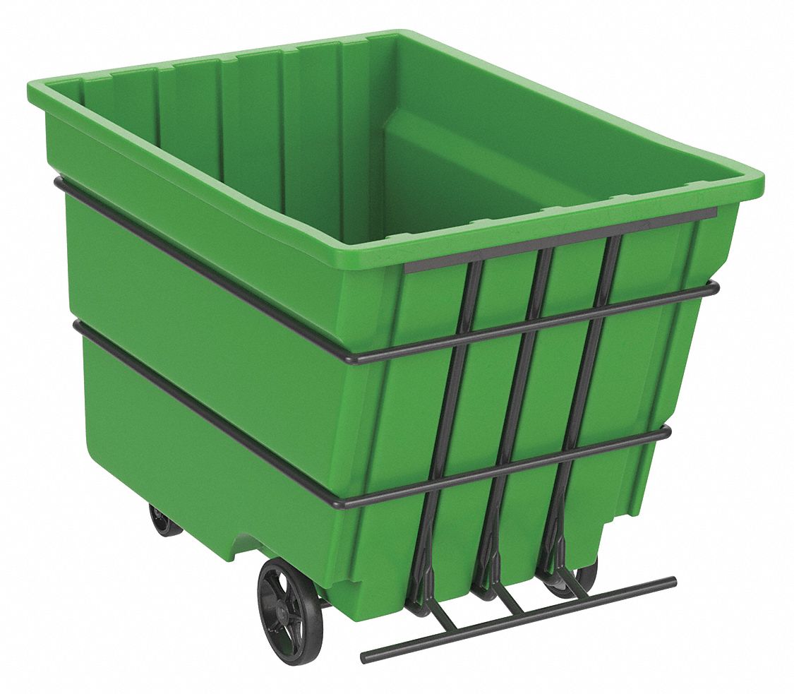 Plastic Tilt Truck: 59 cu ft Cubic Foot Capacity, 2, 500 lb Load Capacity, Green