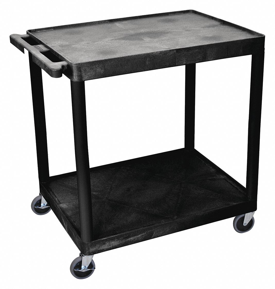 UTILITY CART WITH LIPPED PLASTIC SHELVES, 400 LB LOAD CAPACITY, 32 IN X 24 IN, BLACK