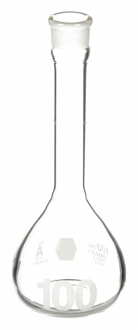 Volumetric Flask, 100 mL, 160 mm H, PK6