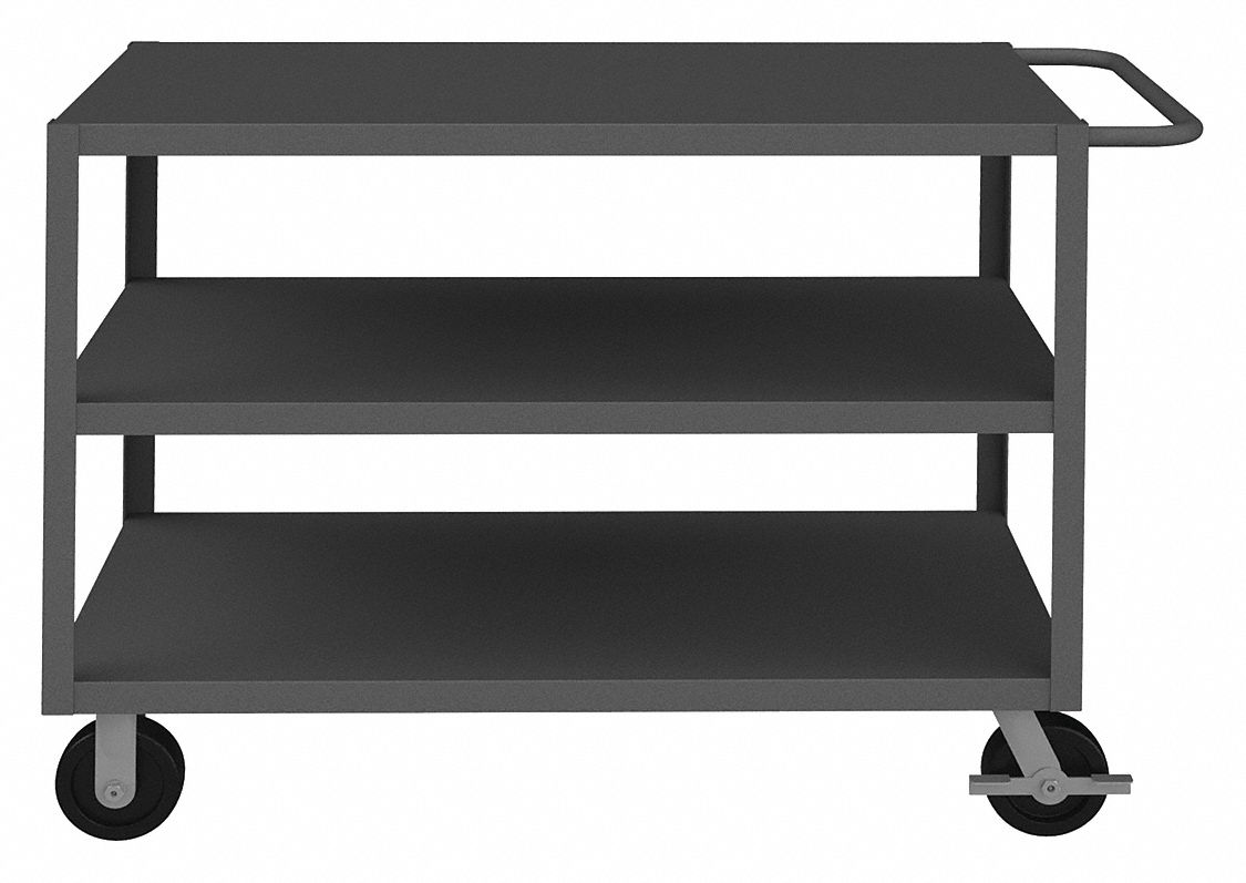 Utility Cart with Flush Metal Shelves: 3, 000 lb Load Capacity, 48 in x 24 in, Flat