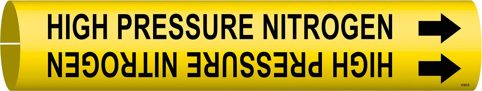 Pipe Marker: High Pressure Nitrogen, Yellow, Black, Fits 4 to 6 in Pipe O.D., 1 Pipe Markers