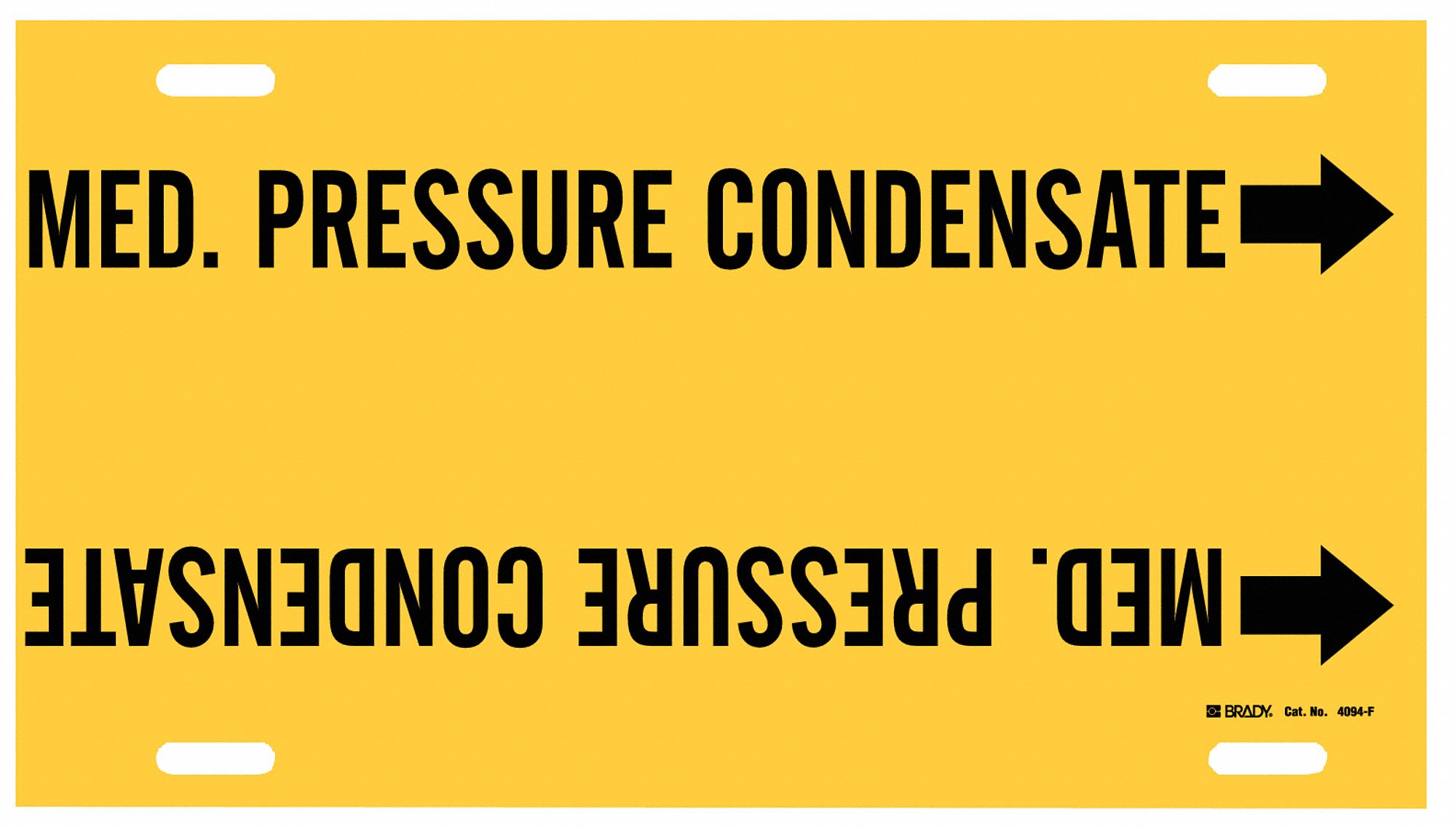 Pipe Marker: Med. Pressure Condensate, Yellow, Black, Fits 6 to 7 7/8 in Pipe O.D., 1 Pipe Markers