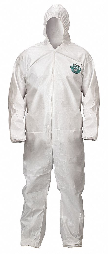 Hooded Coverall, Elastic, White, 2XL, PK50