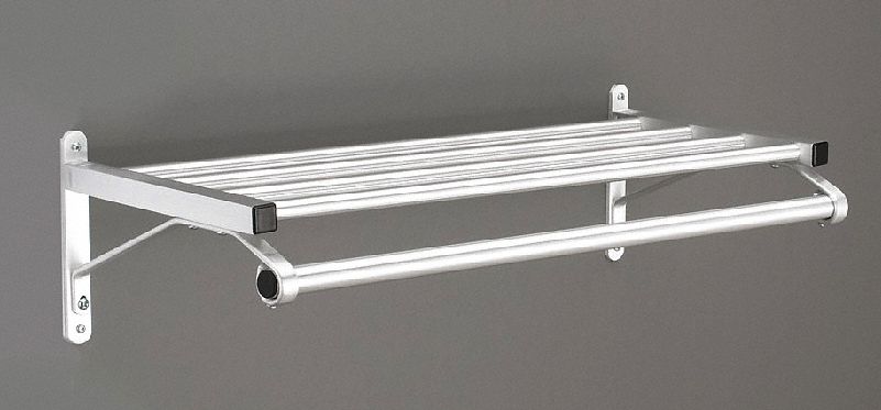 COAT RACK,1 SHELF,72 IN W,SATIN ALUMINUM