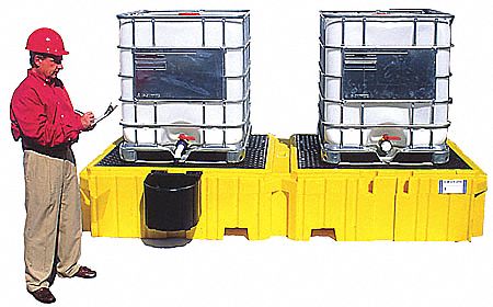IBC CONTAINMENT UNIT, FOR 2 IBC, 124½ X 61⅝ X 22 IN, INCLUDES DRAIN