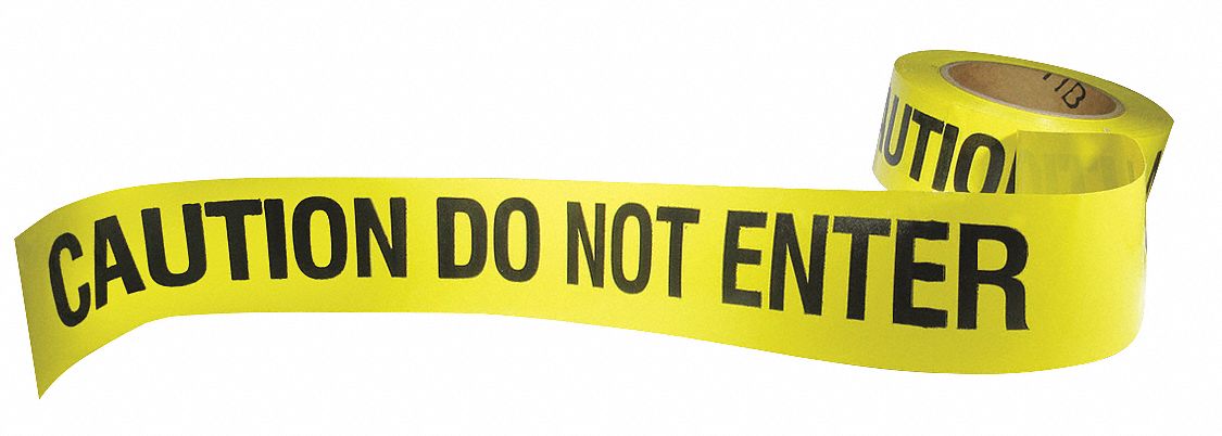 FLOOR MARKING TAPE, MESSAGE, BLACK/YELLOW, HAZARD WARNING, 3 IN X 60 FT, 7 MIL THICKNESS