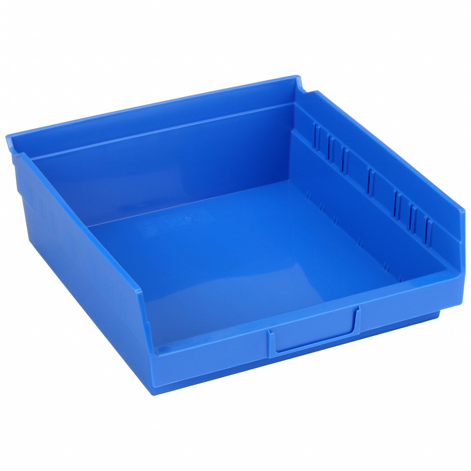 Shelf Bin: 11 5/8 in Overall Lg, 11 1/8 in x 4 in, Blue, Nesting Capable