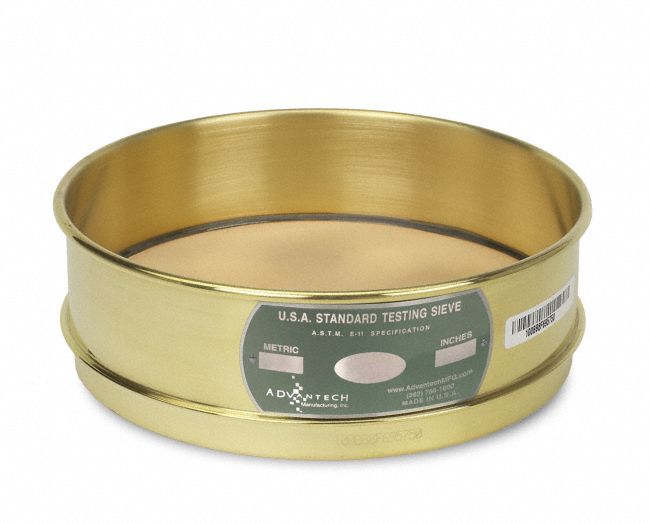 ADVANTECH, Wire Cloth Test Sieve, Brass, Testing Sieve 9NTM310BB8F