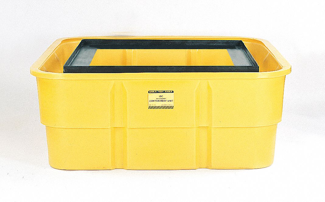 IBC CONTAINMENT UNIT, FOR 1 IBC, 67 X 67 X 26 IN, POLYETHYLENE, YELLOW, NO POCKETS