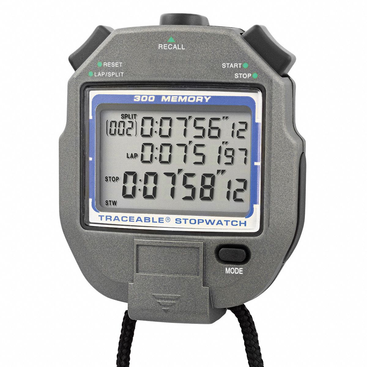 TRACEABLE Memory Stopwatch: Count up to 9 hours, 59 minutes, 59 seconds, 99  hundredths, 3-line LCD