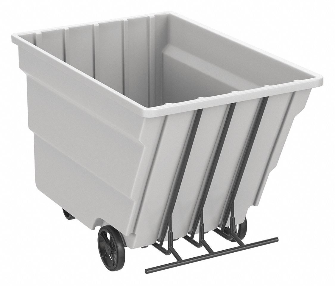 General Purpose Plastic Tilt Truck: 59 cu ft Cubic Foot Capacity, White, Raised